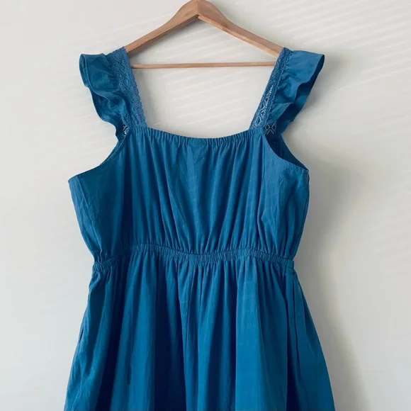NWT Torrid Lace Trim Tiered Mini Dress Women’s 2X Blue Cottagecore Festival - Picture 6 of 10